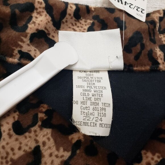 VTG 90s Fashion Bug 22/24W Ribbed Cardigan Shacket Animal Print Trim Black NEW - Picture 9 of 12